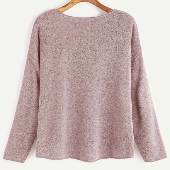 Shein Pink Drop Fall Sweater Round Neck Shoulder Shirt - Picture 4 of 4
